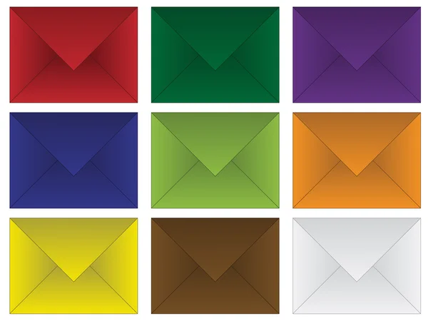 Набор цветных конвертов — стоковый вектор