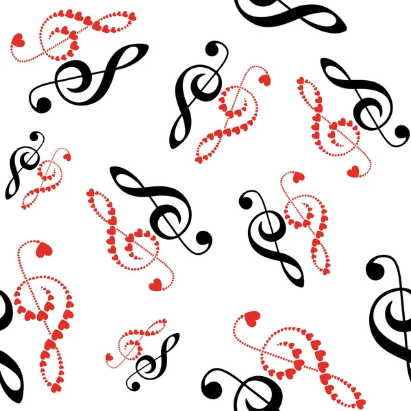 Coeurs violon clef sans couture — Image vectorielle