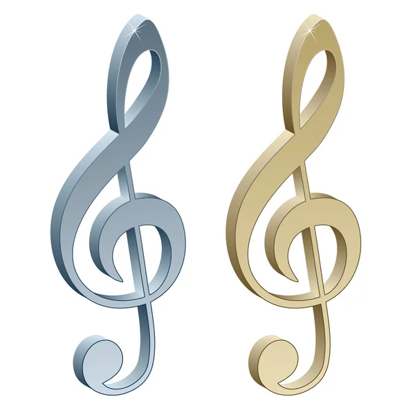 3D kovové housle clefs — Stockový vektor