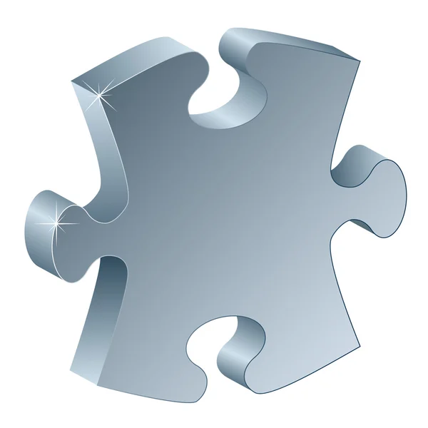 3d metallic puzzle piece — Stock Vector