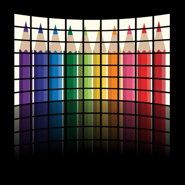 Paneles de televisión lcd - crayones de arco iris — Archivo Imágenes Vectoriales