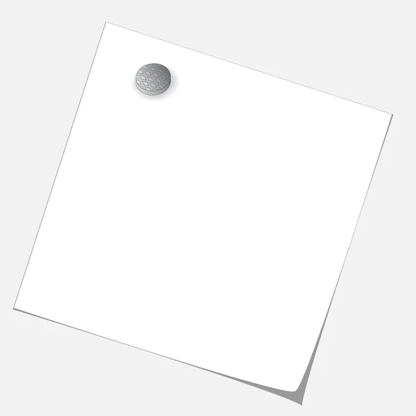 Blanco papier blad genageld door nagel — Stockvector
