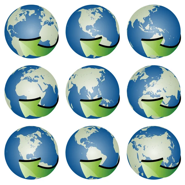Globes with arrows — Stock Vector