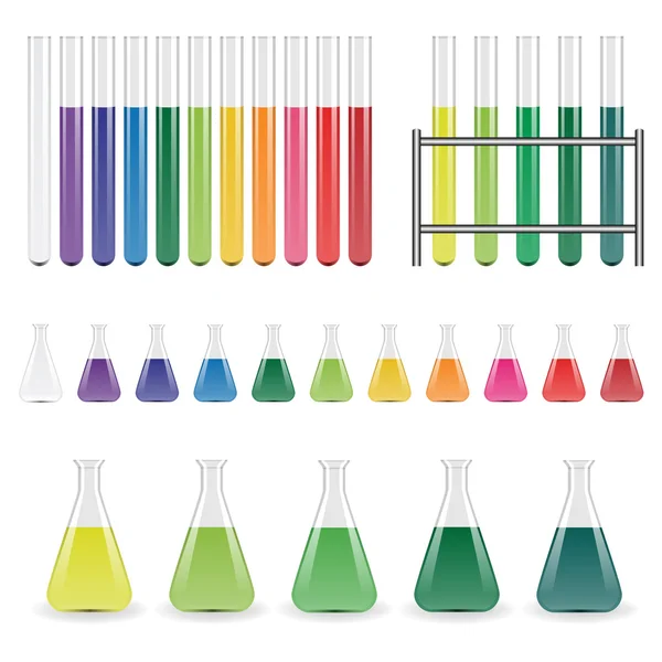 Laboratory flasks and test tubes — Stock Vector