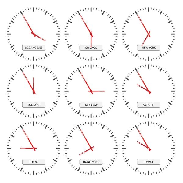 時計の顔 - タイムゾーン — ストックベクタ