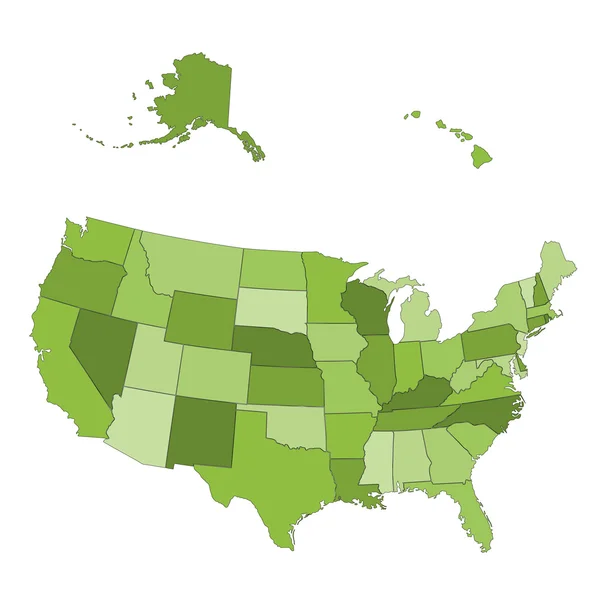 Mapa de Estados Unidos - estados separados en los grupos — Vector de stock