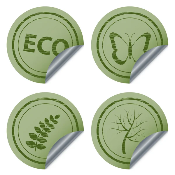 Scratched eco stickers — Stock Vector