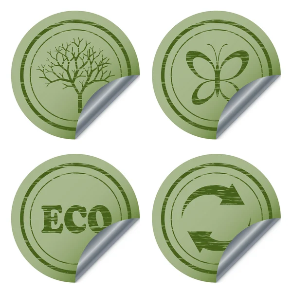 Scratched eco stickers — Stock Vector