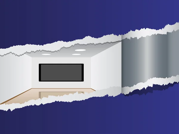Görünüm üzerinde oda ile bir plazma tv — Stok Vektör