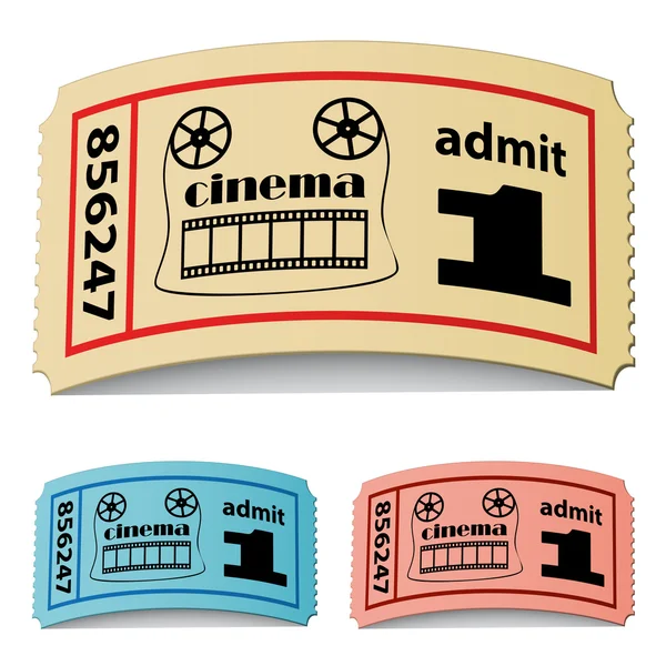 3d curled cinema tickets — Stock Vector
