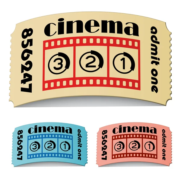 3d curled cinema tickets — Stock Vector