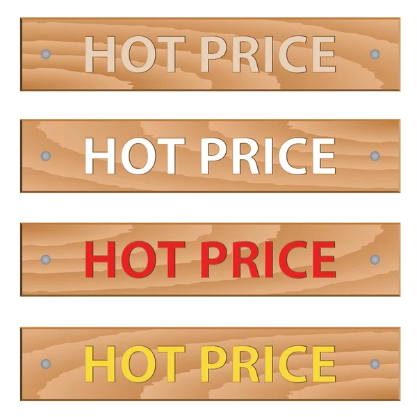 Heißes Preisschild aus Holz — Stockvektor