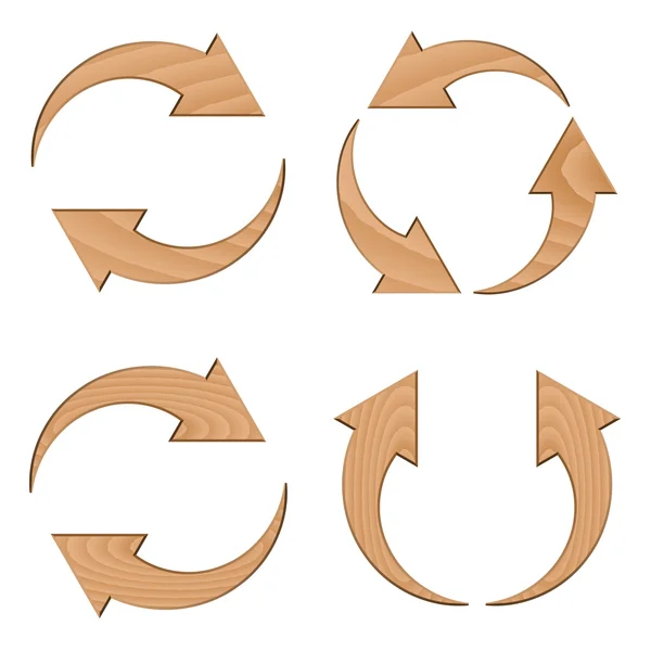 Flechas circulares de madera — Vector de stock