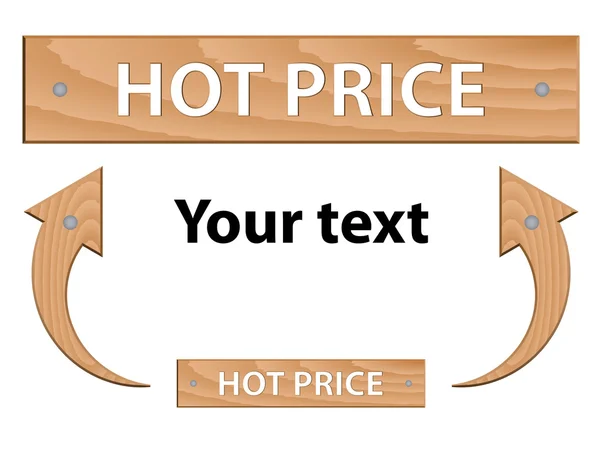 Wooden hot price sign — Stock Vector