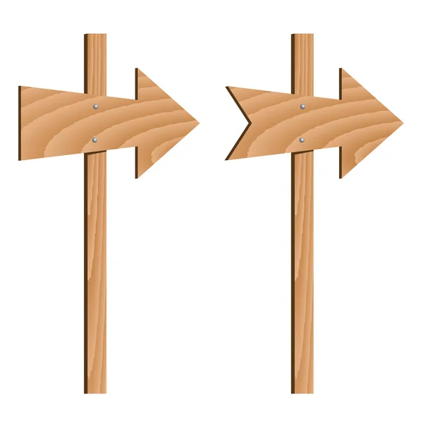 Frecce direzione legno — Vettoriale Stock