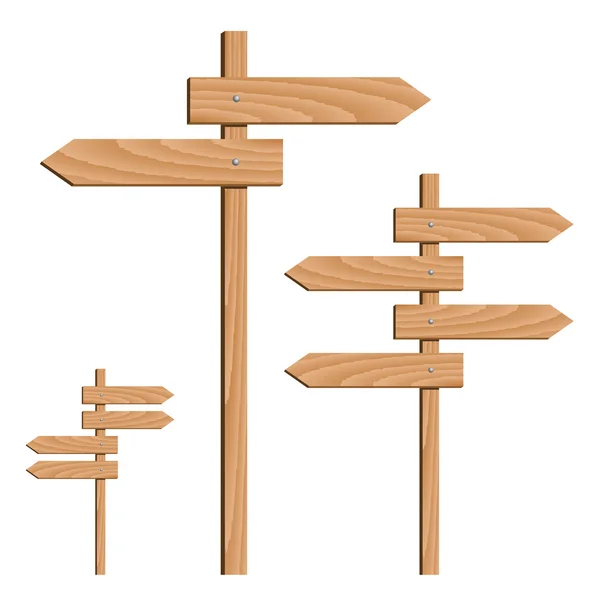 Flechas de dirección de madera — Vector de stock