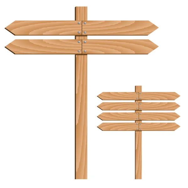 Flechas de dirección de madera — Vector de stock
