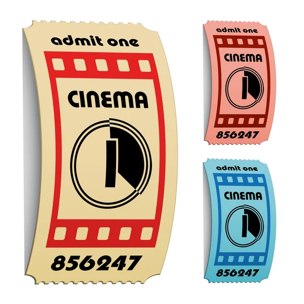 3d enrolado bilhetes de cinema — Vetor de Stock