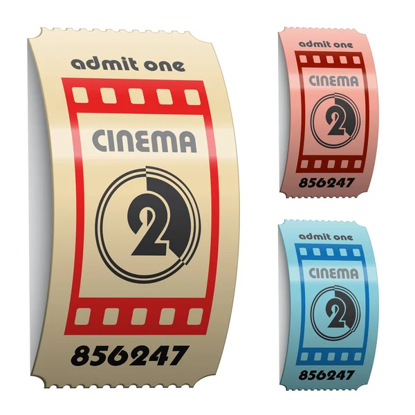 3d shiny curled cinema tickets — Stock Vector
