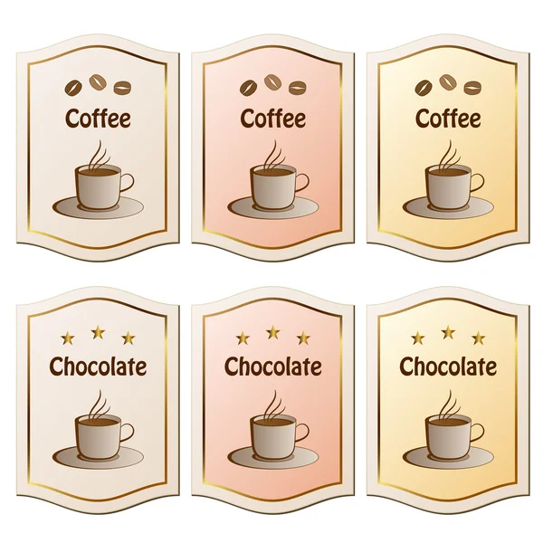 Koffie en chocolade etiketten — Stockvector