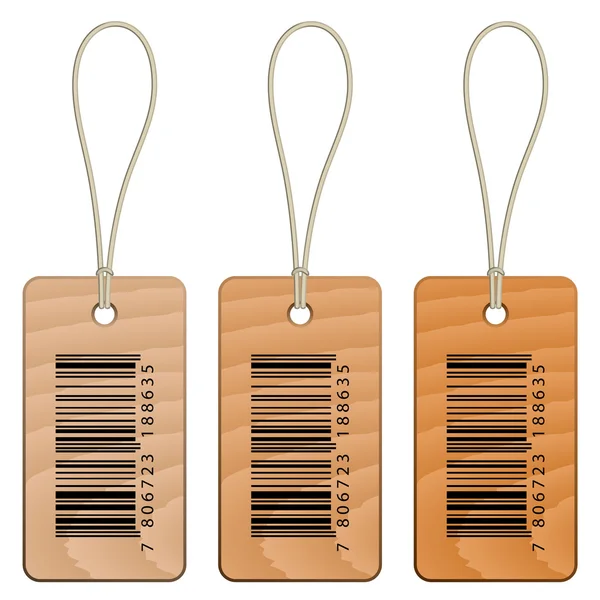 Holzetiketten mit Barcode — Stockvektor