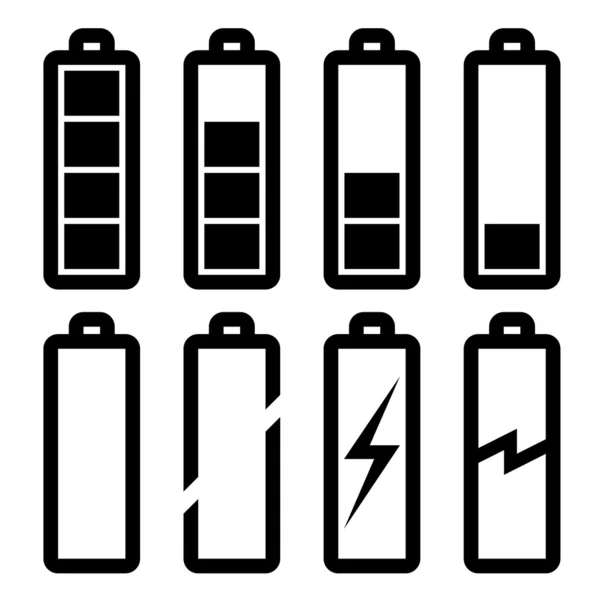 Símbolos de nível de bateria — Vetor de Stock