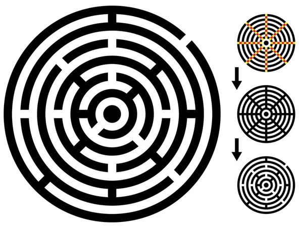 Labyrinth - leicht ändern Labyrinth - ändern Sie die Farbe jedes Stück — Stockvektor