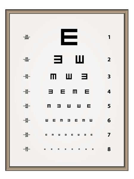 Snellen eye test chart