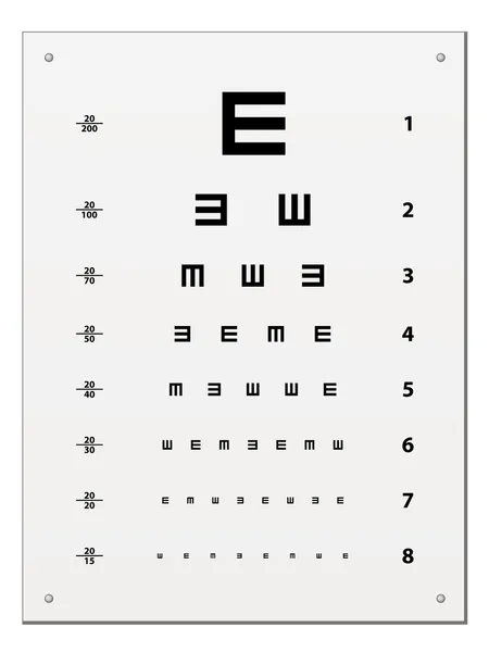Grafico dei test oculari di Snellen — Vettoriale Stock