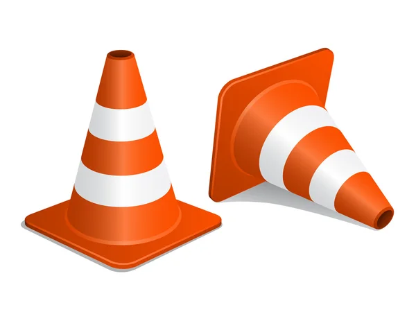 Traffic cones with shadow — Stock Vector