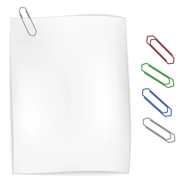 Weißes welliges Papier mit Büroklammer — Stockvektor