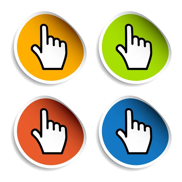 Soepele cursor hand stickers — Stockvector