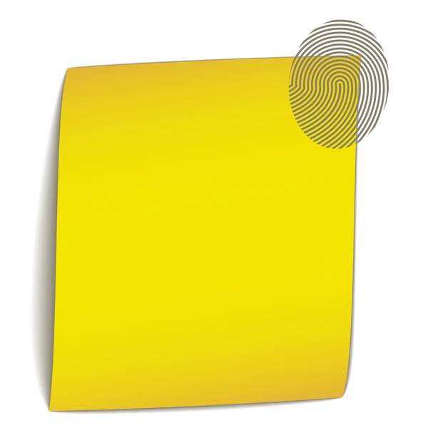 Yellow bend paper with fingerprint — Stock Vector