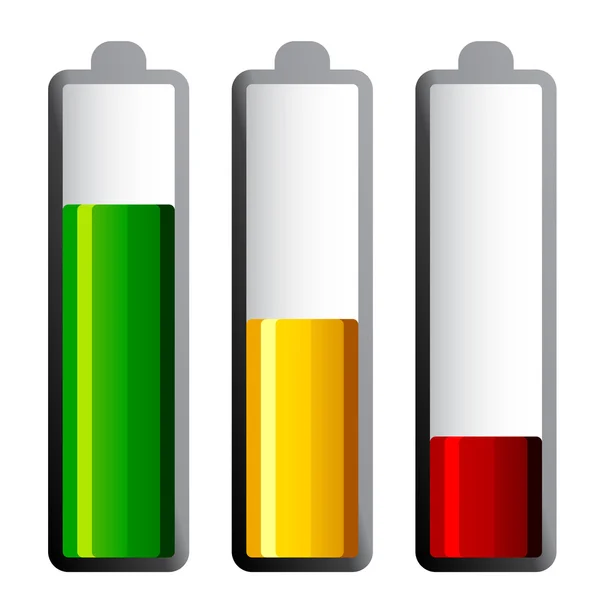 Batteries with different charge levels — Stock Vector