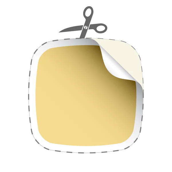 Tijeras corte pegatina beige — Vector de stock