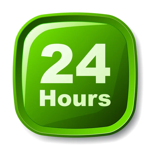 緑の 24 時間のボタン — ストックベクタ