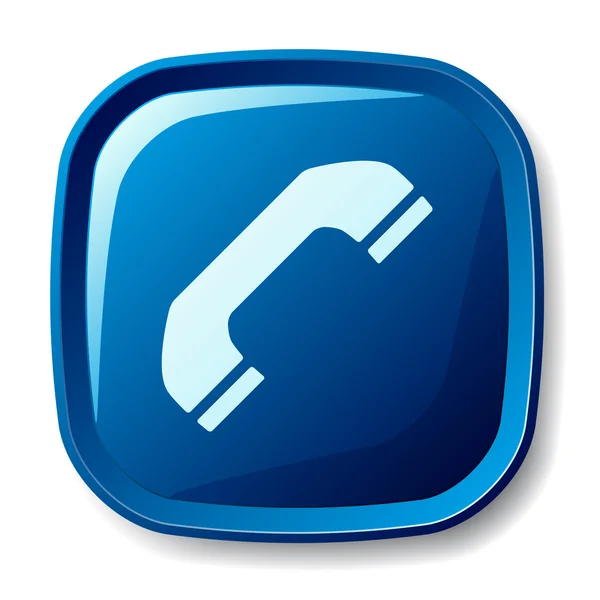 Blue telephone receiver button — Stock Vector
