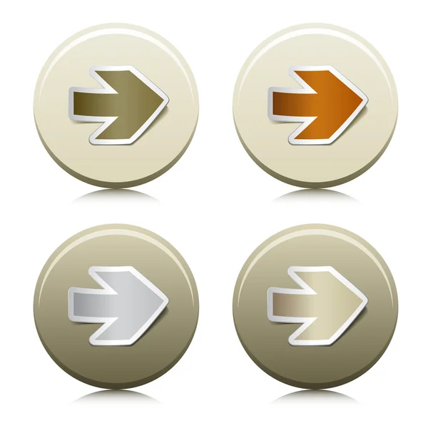 Botones círculo con pegatinas de flecha peeling — Vector de stock