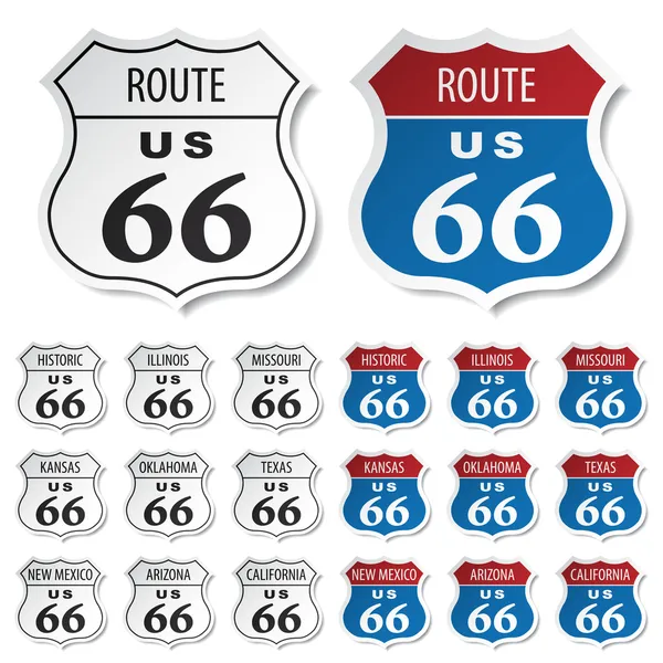 Наклейки Historic Route 66 — стоковый вектор