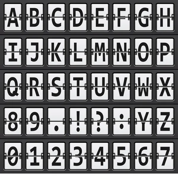 Alfabeto do painel mecânico preto e branco — Vetor de Stock