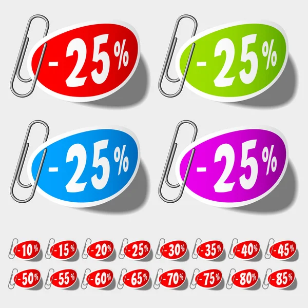 Korting percentage etiketten — Stockvector