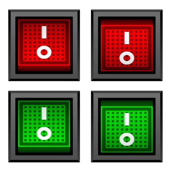 Interrupteurs de puissance à bascule carré — Image vectorielle