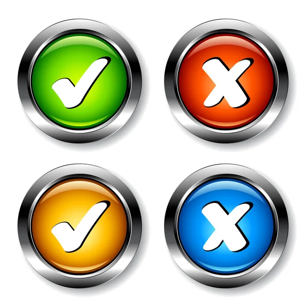 Χρώμιο checkmarks κουμπιά — Διανυσματικό Αρχείο