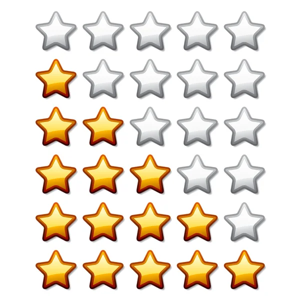 Golden shiny rating stars — Stock Vector