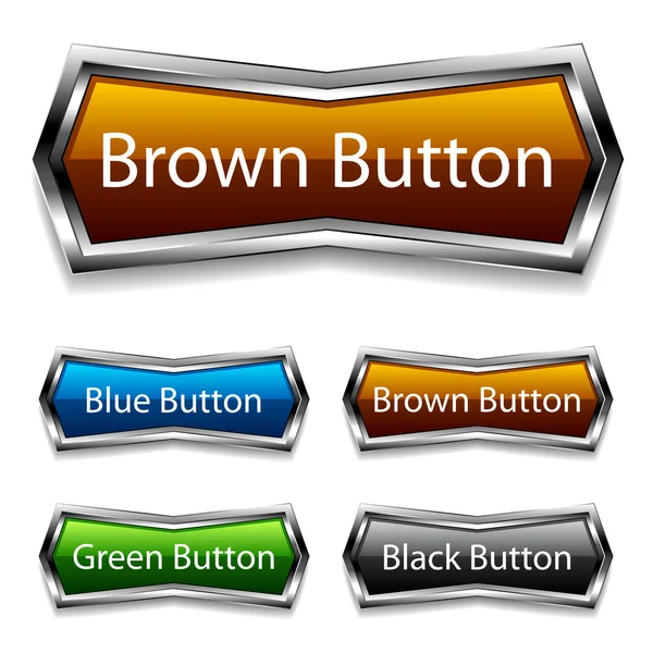 Λαμπρό χρώμιο κουμπιά Ιστού — Διανυσματικό Αρχείο
