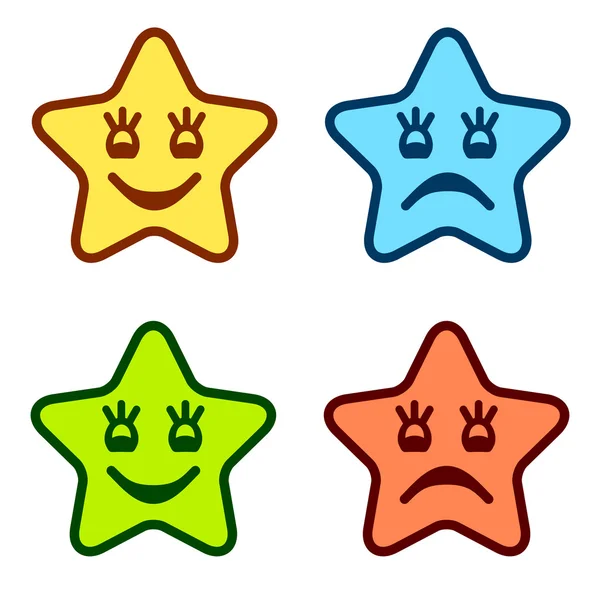 Positive og negative ansigter af stjerner – Stock-vektor