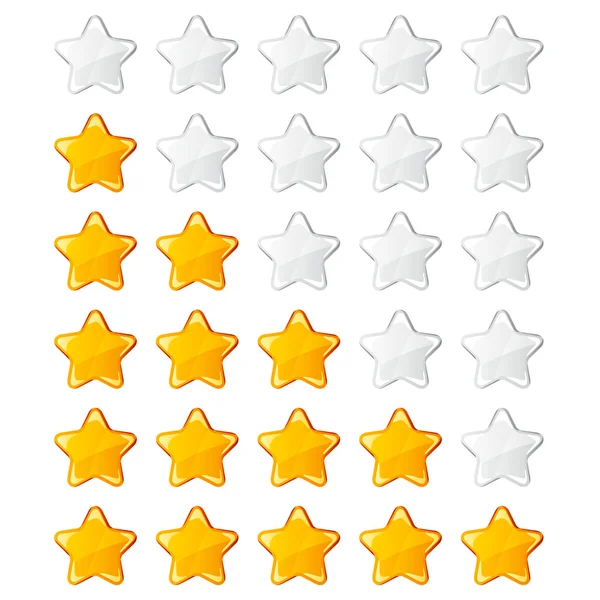 Gele glanzende beoordeling sterren — Stockvector
