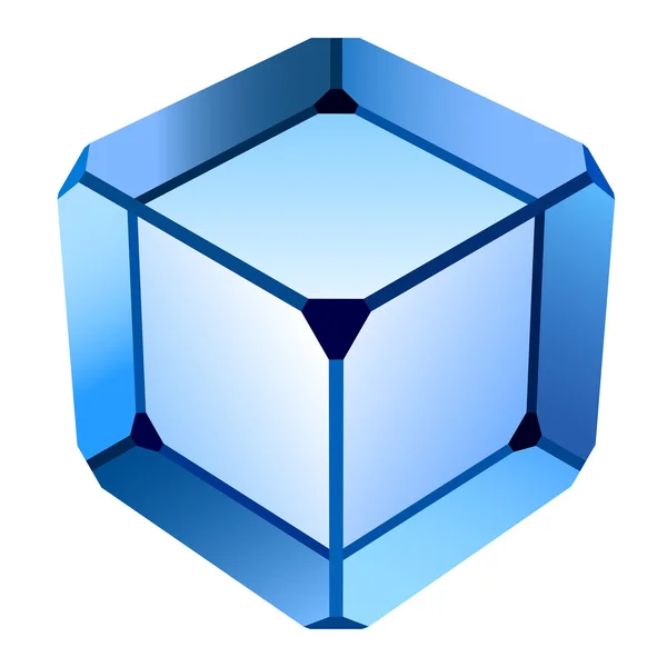 Blauwe glazen kubus — Stockvector