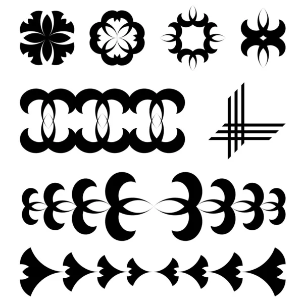 Éléments de tatouage design noir — Image vectorielle
