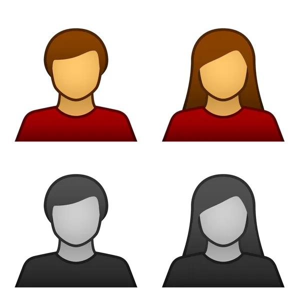 Ícones de avatar feminino masculino — Vetor de Stock